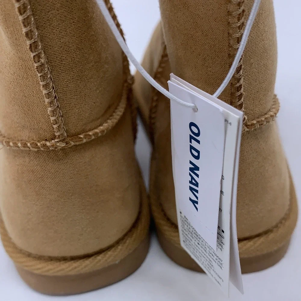 Old Navy Girls Size 10 Brown 510502 Faux Suede Fur Lined Pull-On Snow Boots NWOB